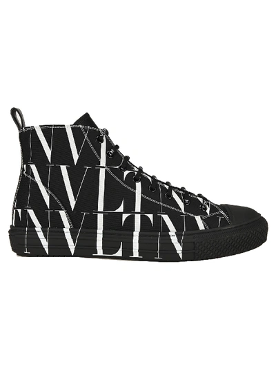 Shop Valentino Vltn High Top Sneakers In Black White