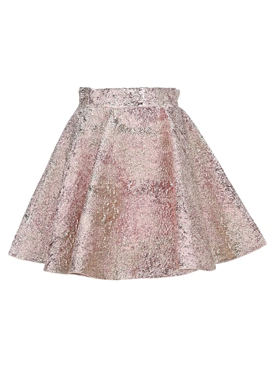 Shop Dolce & Gabbana Jacquard Short Circle Skirt In Pale Pink