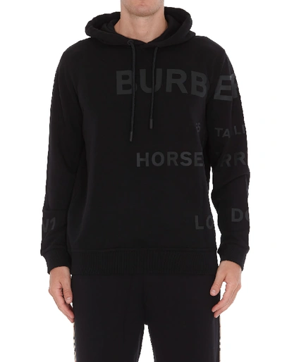Shop Burberry Logo Horseferry Hoodie In Black