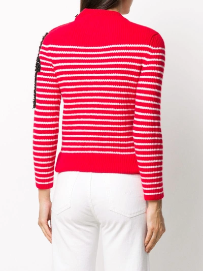 Shop Patou Striped Ribbed Jumper In Red