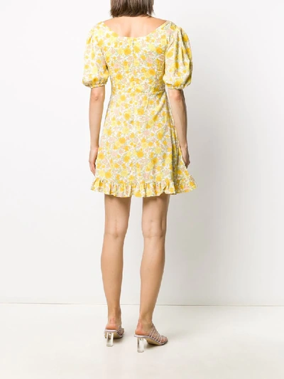 Shop Faithfull The Brand Floral Print Flared Dress In Yellow