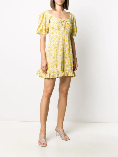 Shop Faithfull The Brand Floral Print Flared Dress In Yellow