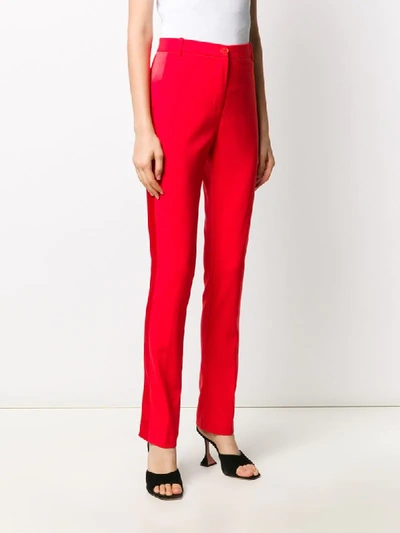 Shop Patrizia Pepe High-waisted Slim Fit Trousers In Red