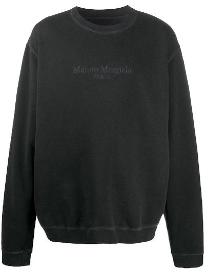 Shop Maison Margiela Logo-embroidered Sweatshirt In Black