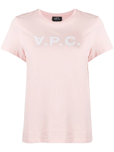 Shop Apc Logo-print Short Sleeve T-shirt In Pink