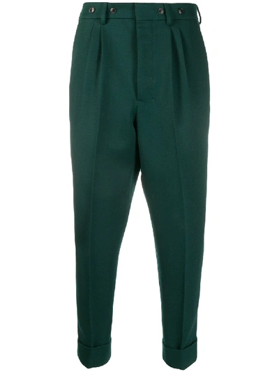 Shop Ami Alexandre Mattiussi Tapered Cropped Trousers In Green