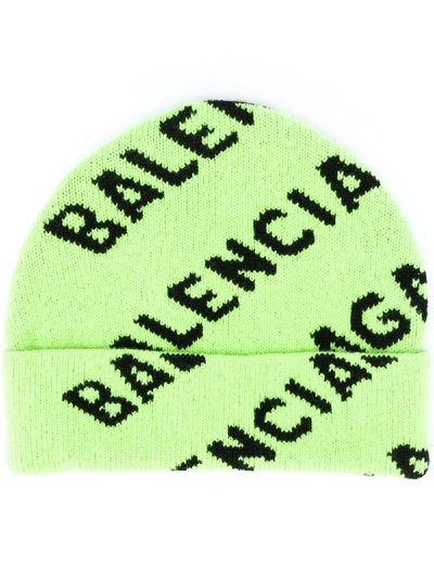 Shop Balenciaga Logo-print Beanie In Green