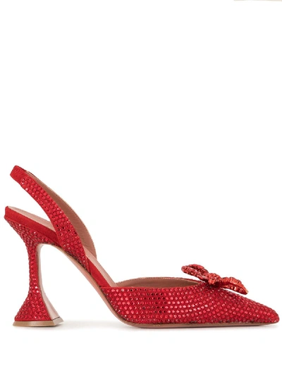 Shop Amina Muaddi Rosie Rhinestone-embellished Pumps In Red