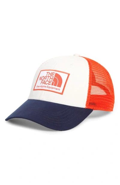 Shop The North Face 'mudder' Trucker Hat In Vintage White/ Navy/ Mango