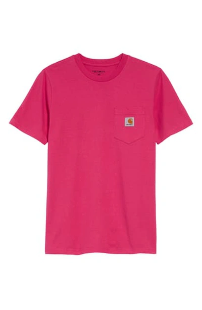 Shop Carhartt Logo Pocket T-shirt In Cold Viola