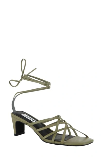 Shop Caverley Monica Lace-up Sandal In Army Green Leather