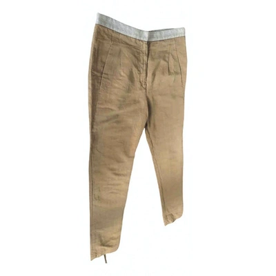 Pre-owned Brunello Cucinelli Linen Carot Pants In Beige