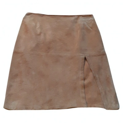 Pre-owned Balmain Camel Leather Skirt