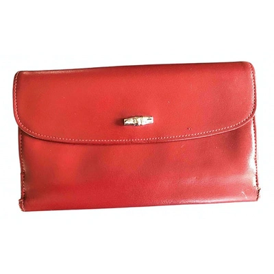 Pre-owned Longchamp Roseau Red Leather Wallet