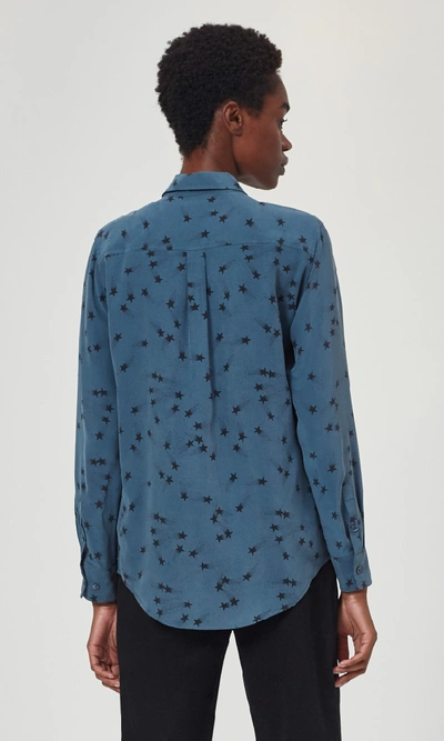 Shop Equipment Signature Silk Shirt In Orion Blue/ True Black