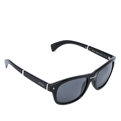 Pre-owned Prada Black/ Grey Spr 13o Rectangular Folding Sunglasses