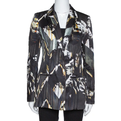 Pre-owned Kenzo Black Abstract Print Single Buttoned Blazer M