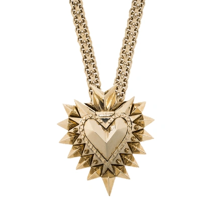 Pre-owned Givenchy Heart Motif Gold Tone Long Necklace