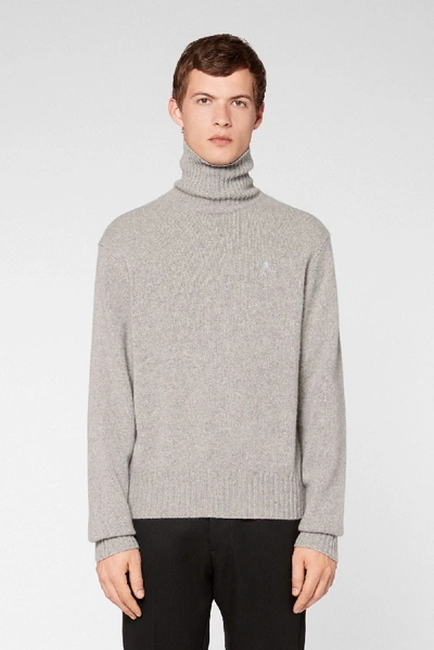 Shop Ami Alexandre Mattiussi Ami De Coeur Embroidery Turtleneck Sweater In Grey