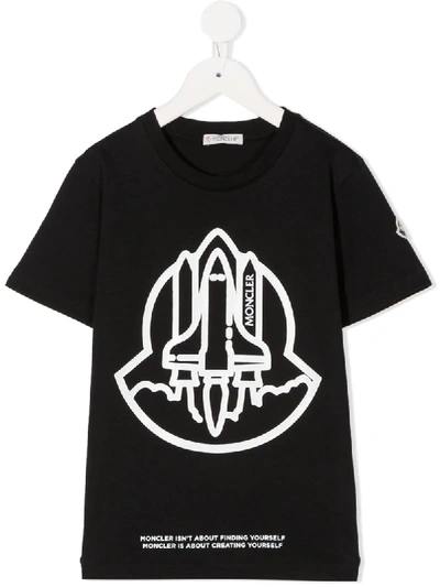 Shop Moncler Logo-print Cotton T-shirt In Black