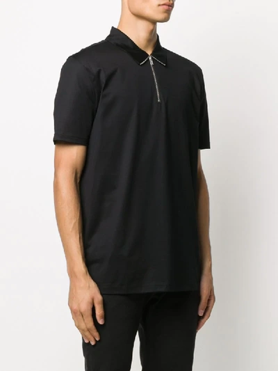 Shop Hugo Zip Neck Polo Shirt In Black