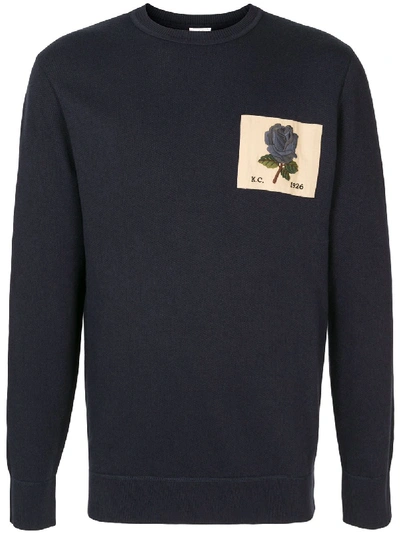Shop Kent & Curwen Logo Patch Cotton Sweatshirt In Blue