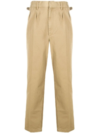 Shop Maison Margiela Side-strap Tapered Trousers In Neutrals