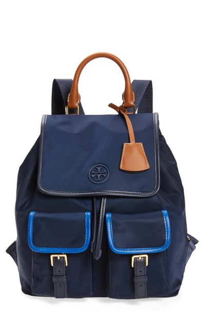 Shop Tory Burch Perry Nylon Backpack In Royal Navy