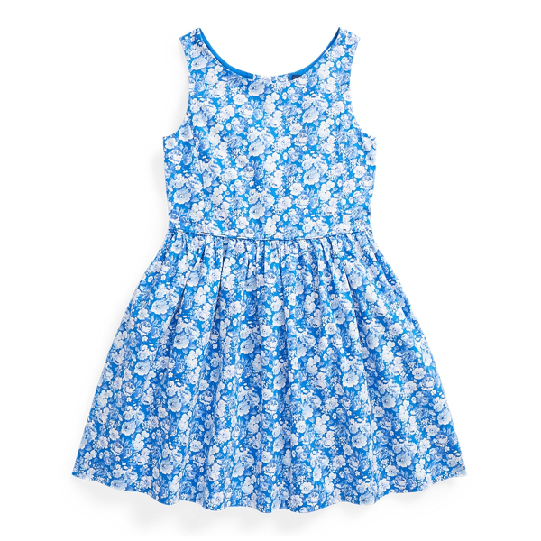 Polo Ralph Lauren Kids' Floral Cotton Poplin Dress In Blue Multi | ModeSens