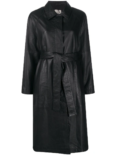 Shop Alysi Leather Coat In Black