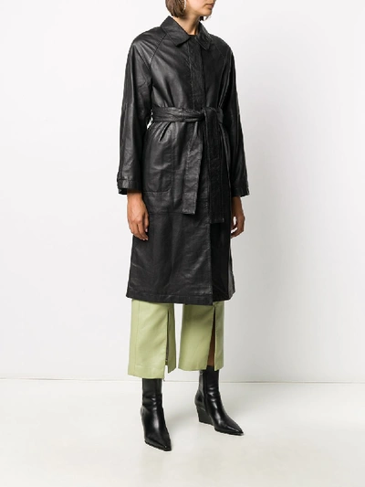 Shop Alysi Leather Coat In Black