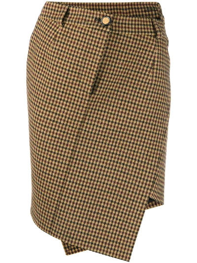 Shop Balenciaga Houndstooth Twisted Mini Skirt In Neutrals
