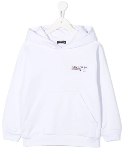 Shop Balenciaga Logo-print Hoodie In White