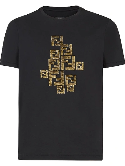 Shop Fendi Ff-motif T-shirt In Black