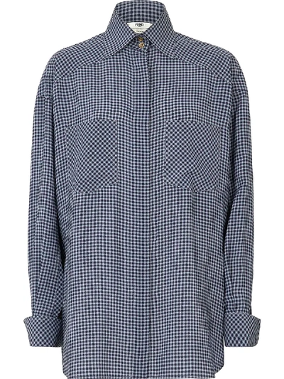 Shop Fendi Vichy Pattern Shirt In Blue