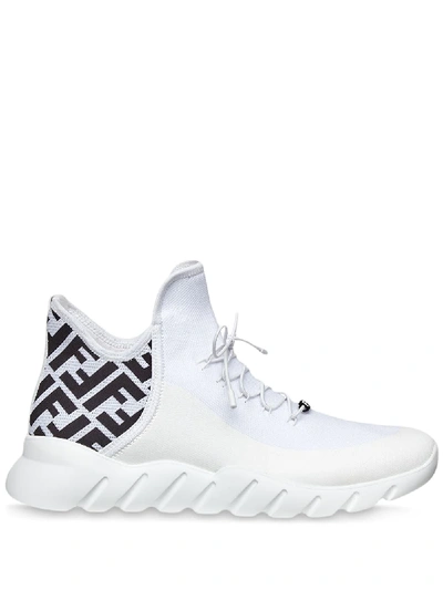 Shop Fendi Ff Pattern Sneakers In White
