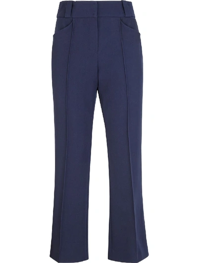 Shop Fendi Kick-flare Trousers In Blue