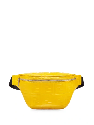 Shop Fendi Embossed Ff Motif Belt Bag In Yellow