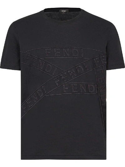 Shop Fendi Logo-detail T-shirt In Black