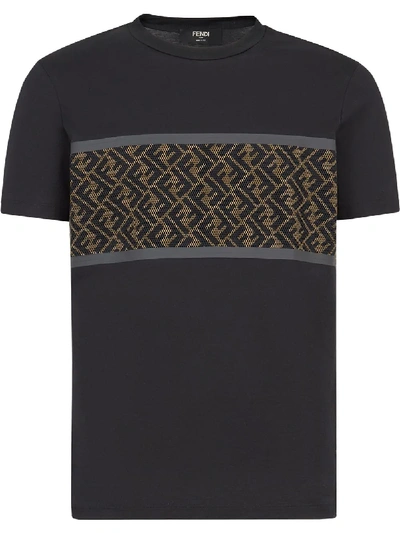 Shop Fendi Perforated Ff Panel Detail T-shirt In Black