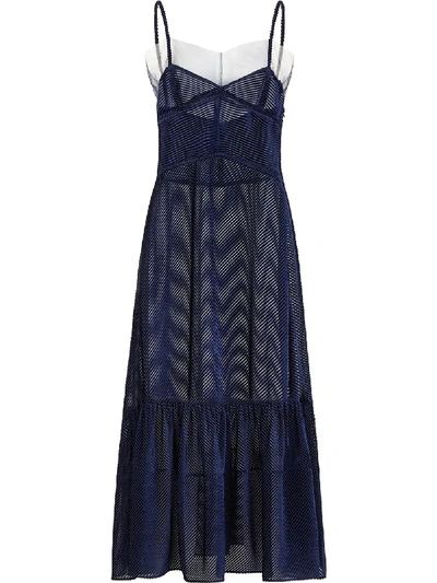 Shop Fendi Midi Corduroy-effect Dress In Blue