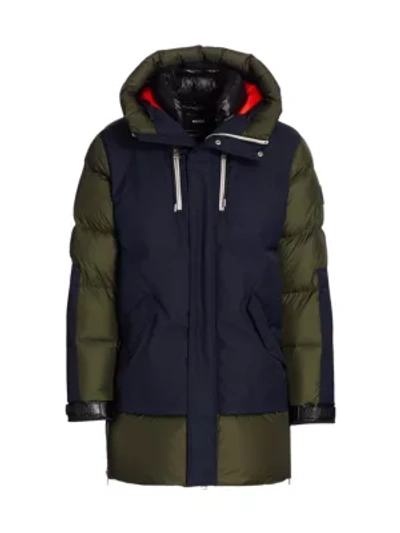 Shop Mackage Simon Water Repellent Mixed-media Down Coat In Army