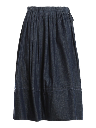 Shop Marni Denim Full Skirt In Dark Wash