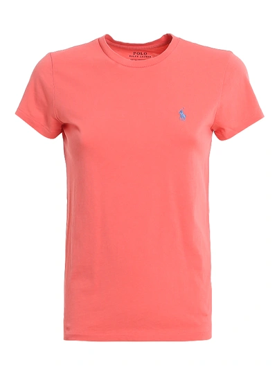 Shop Polo Ralph Lauren Logo Embroidery T-shirt In Light Red