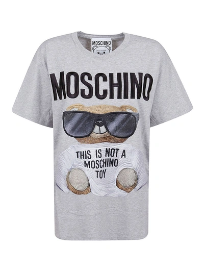 Shop Moschino Teddy Bear Logo T-shirt In Light Grey