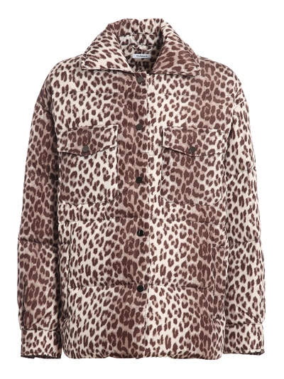 Shop P.a.r.o.s.h Animalier Printed Puffer Jacket In Beige