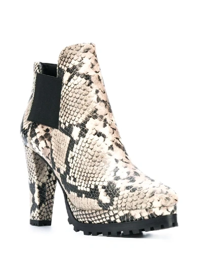 Shop Allsaints Sarris Snakeskin-effect Boots In Neutrals