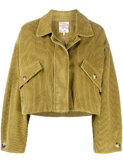 Shop Baum Und Pferdgarten Cropped Corduroy Jacket In Green