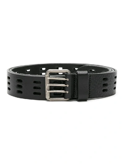 Shop Saint Laurent Perforated Biker Belt In Black