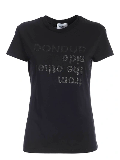 Shop Dondup Glitter Logo Print T-shirt In Black